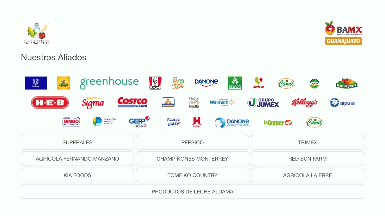 Logotipos de aliados mostrados en el informe